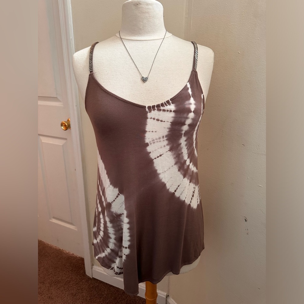 INC International Concepts tie dye tank w/beaded strap detail